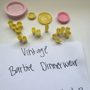 Barbie Pink & Yellow Dinnerware Set